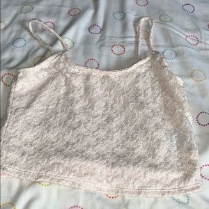 Light pink lace crop tank
